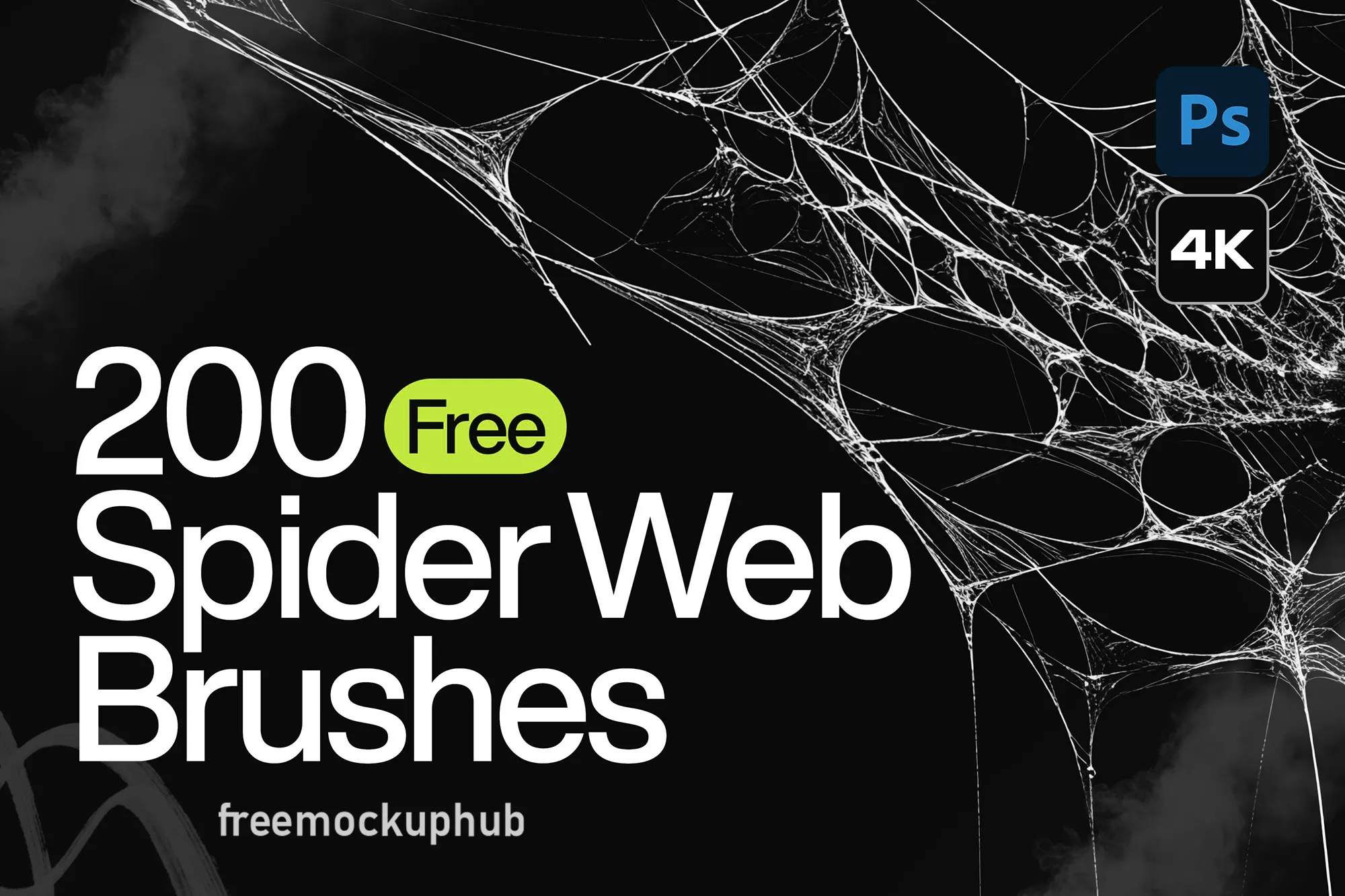 Free Mockup Hub 200 Spider Web Photoshop Brushes.webp